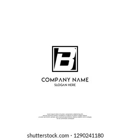 geometric rectangular square b logo letter design concept