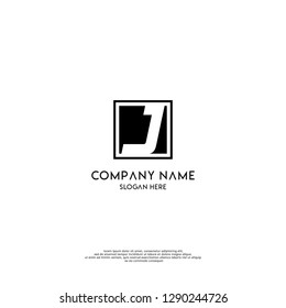 geometric rectangular square j logo letter design concept