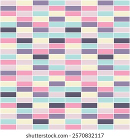 Geometric Rectangular Tile Pattern in pastel color. This abstract pattern consists of alternating rectangles in pastel tones, forming a seamless tile layout.