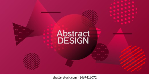 Geometric red abstract background with trendy isometric shapes. Minimal universal banner templates in memphis style. Minimalistic red background design with dynamic shapes. Vector illustration.
