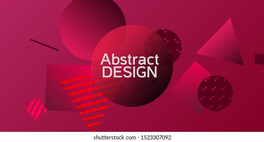 Geometric red abstract background with trendy isometric shapes. Minimal universal banner templates in memphis style. Minimalistic red background design with dynamic shapes. Vector illustration.