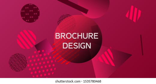 Geometric red abstract background with trendy isometric shapes. Minimal universal banner templates in memphis style. Dynamic composition. Vector illustration.
