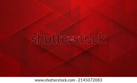 Geometric red abstract background. Triangle shapes with lines stripe and light composition. Modern design. Vector illustration
