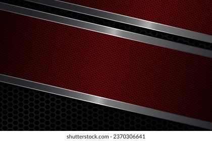 Geometric red abstract dark design with a textured frame and metal edging.
