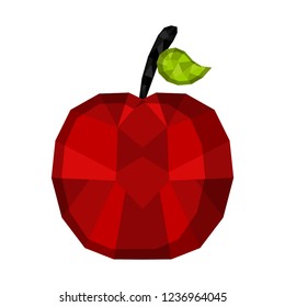 Geometric red apple. Low Poly. Vector illustration design