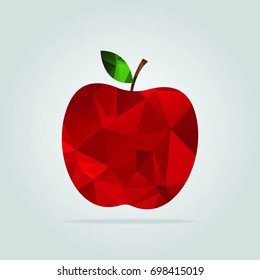 Geometric red apple. Polygonal and triangle apple