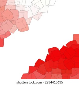 Geometric red background. Cubes. Template, layout.
