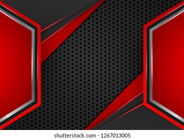 Geometric Red And Black Color Abstract Background Vector Illustration