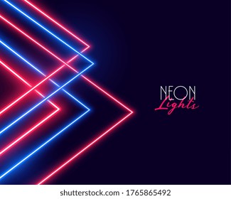 geometric red and blue neon lights background design