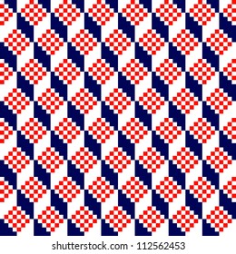 Geometric red and blue seamless pattern. Vector