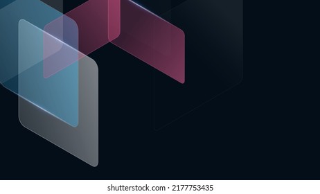 Geometric red blue transparent tech elements abstract isometric background