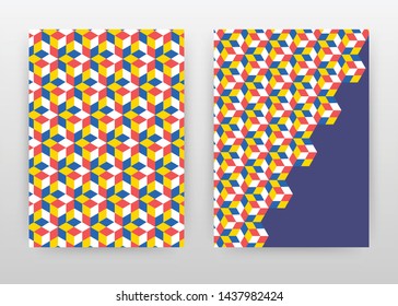 Geometric red blue yellow cubes. Business background design for annual report, brochure, flyer, poster. Geometry cube abstract brochure template. Vector illustration for flyer, leaflet, poster in A4