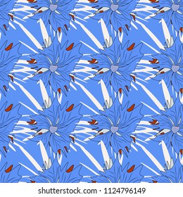 Geometric RED, brown and blue seamless background.