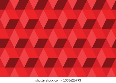 geometric red cubes abstract seamless pattern, 3d vector background