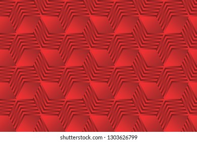 geometric red cubes abstract seamless pattern, 3d vector background