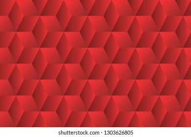 geometric red cubes abstract seamless pattern, 3d vector background