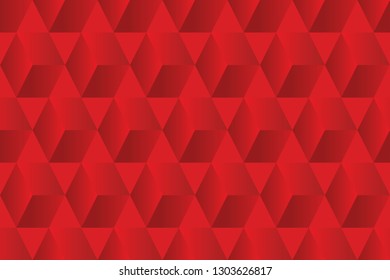 geometric red cubes abstract seamless pattern, 3d vector background