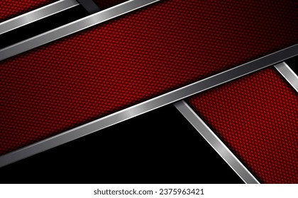 Geometric red dark background with oblique textured frame and metallic border.