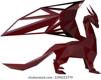 Geometric red dragon made of triangles