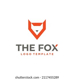 Geometría Red Fox cabeza simple diseño de logotipo moderno