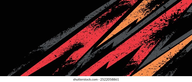 Geometric red grey pattern vector illustration. Sport car decal