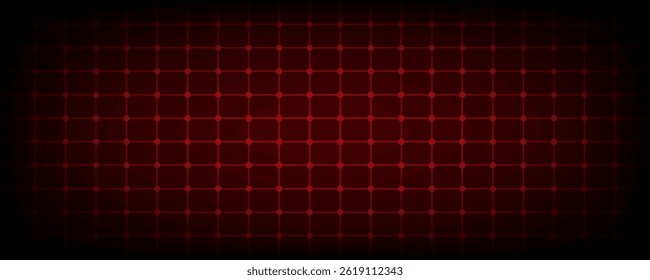 Geometric red grid on black background. Gradient red fishnet background. Red thin line pattern background