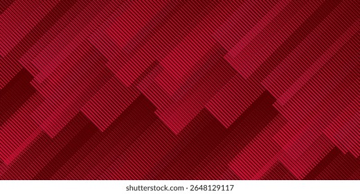 Fondo abstracto de semitono rojo geométrico con líneas de píxeles diagonales y patrones de bloques en capas. Ideal para temas futuristas, tecnológicos, de juegos y de diseño digital