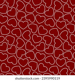 Geometric red heart seamless pattern vector. Beautiful Valentine's day wallpaper. Sign of Love, romantic, wedding. Design for fabric, dress, cloth, wrapping paper, decor, print, card, background.