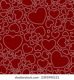 Geometric red heart seamless pattern vector. Beautiful Valentine's day wallpaper. Sign of Love, romantic, wedding. Design for fabric, dress, cloth, wrapping paper, card, cover, decor, print.