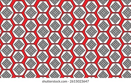 "Geometric Red Hexagon Pattern Seamless Background | Modern Tile Design Vector"