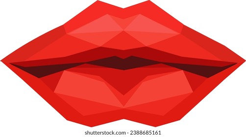 
Geometric red lips made of triangles