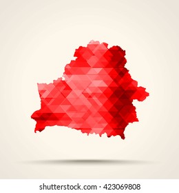 Geometric red map of Belarus flag colors

