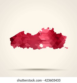 Geometric red map of Flanders flag colors