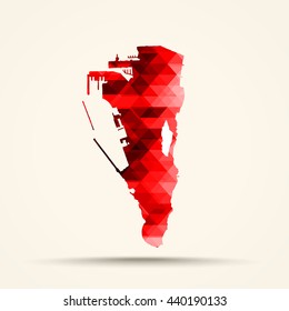 Geometric red map of Gibraltar flag colors