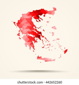 Geometric red map of Greece flag colors

