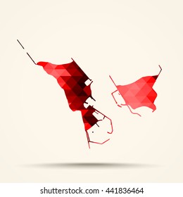 Geometric red map of Heligoland flag colors

