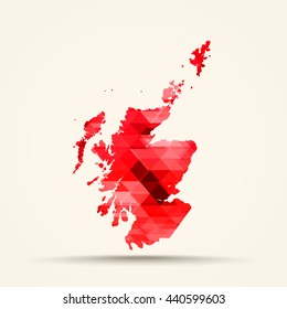 Geometric red map of Scotland flag colors