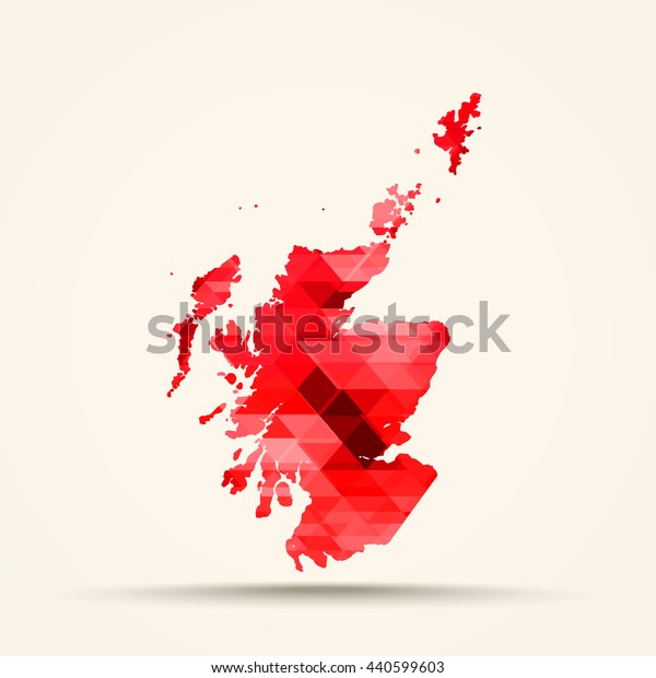 Geometric Red Map Scotland Flag Colors Stock Vector (Royalty Free ...