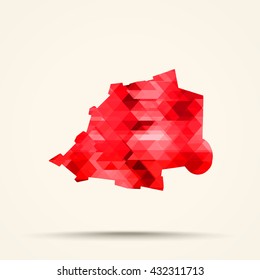 Geometric red map of Vatican flag colors