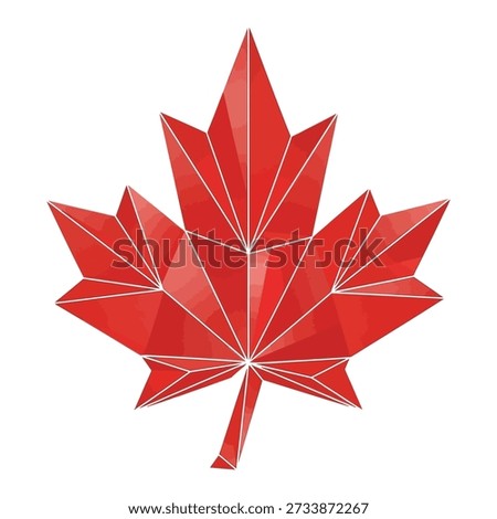 Geometric red maple leaf with white outlines on a white background, representing Canada.