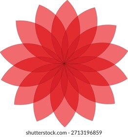 Patrón geométrico de flor de pétalo rojo, transparente 