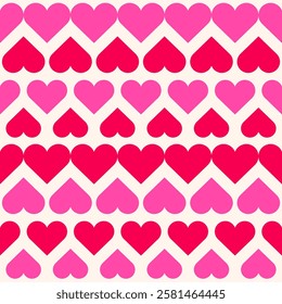 Geometric red and pink heart seamless pattern design for valentine’s day background.