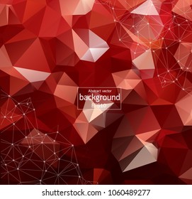 Geometric Red Polygonal background molecule and communication. Connected lines with dots. Minimalism background. Concept of the science, chemistry, biology, medicine, technology.