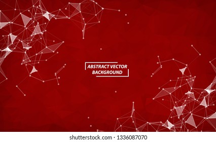 Geometric Red Polygonal background molecule and communication. Connected lines with dots. Minimalism background. Concept of the science, chemistry, biology, medicine, technology.