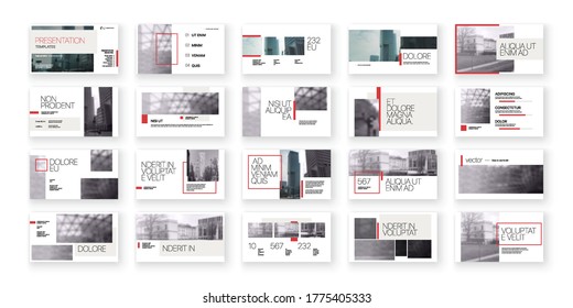 Geometric Red Presentation Element Templates. Vector infographics. For use in Presentation, Flyer and Leaflet, SEO, Marketing, Webinar Landing Page Template, Website Design, Banner.