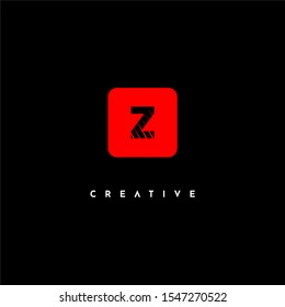 geometric red rounded square with clawed Z logo letter simple design concept isolated on black background. 