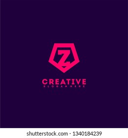 geometric red shield Z logo letter design concept