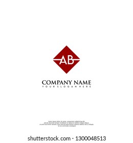 geometric red square AB logo letters design concept