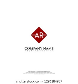 geometric red square AR logo letters design concept