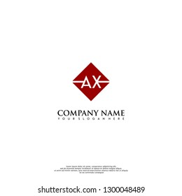 geometric red square AX logo letters design concept